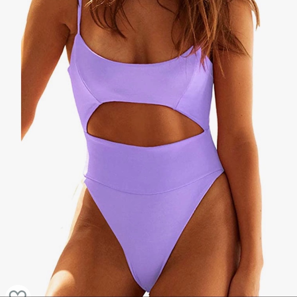 Amazon QINSEN Womens One Piece Monokini Swimsuit in Lilac. Size M, New.